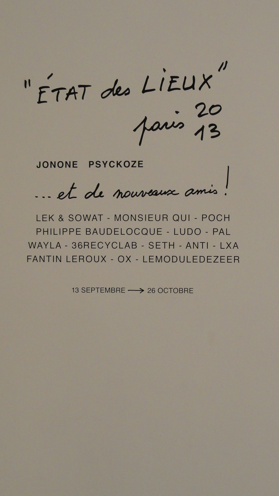 Etat des Lieux 2013 - Galerie du jour, Agnès b. - Artistes invités
